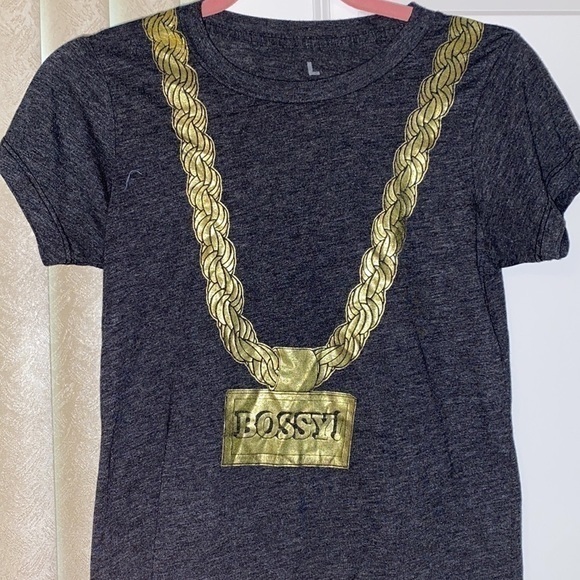 NWOT “BOSSY” local celebrity gray t-shirt top - Picture 1 of 5